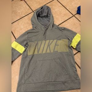 NIKE Hoodie, Grey & Green, Size Medium